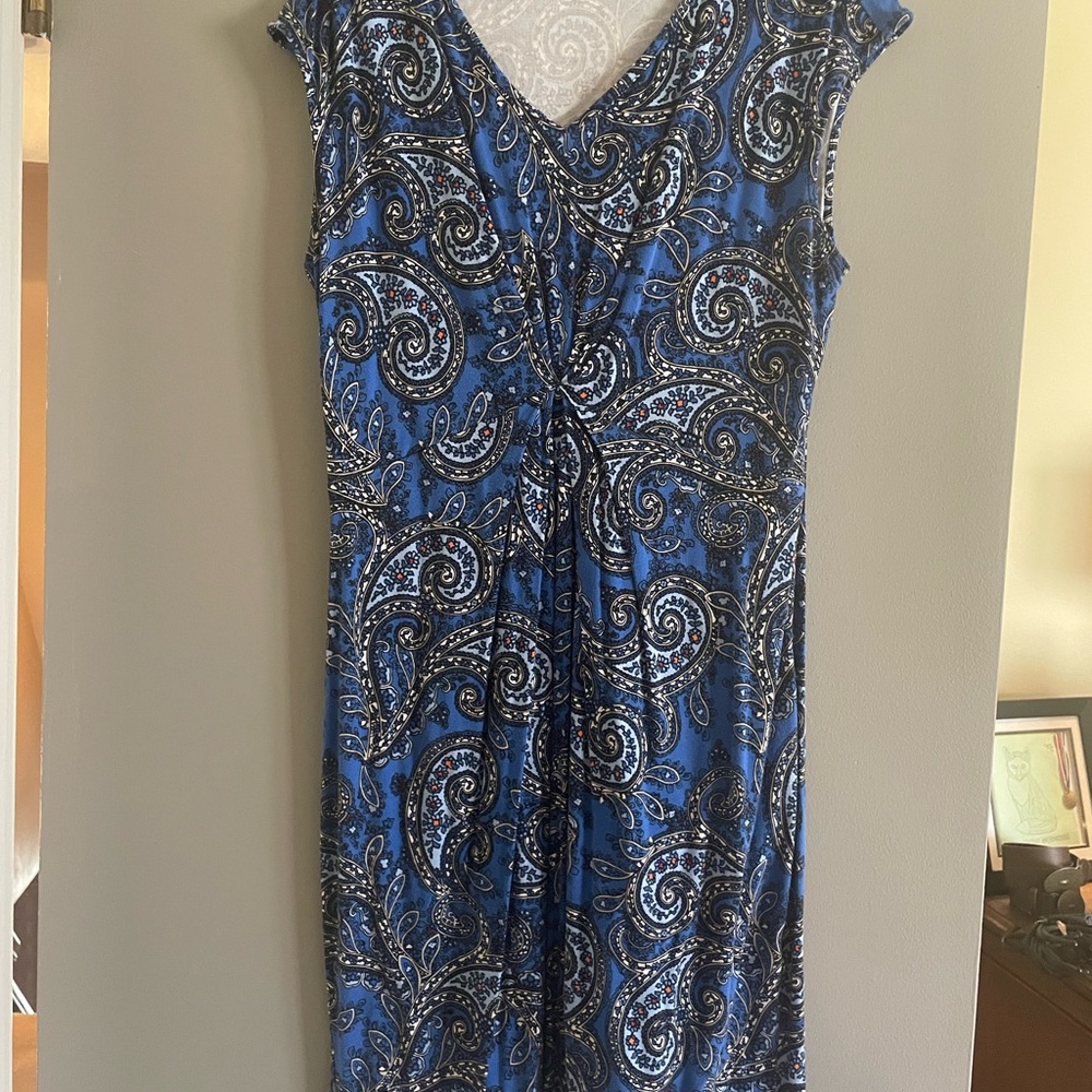 Dana Buchman Blue and White Paisley Dress - L